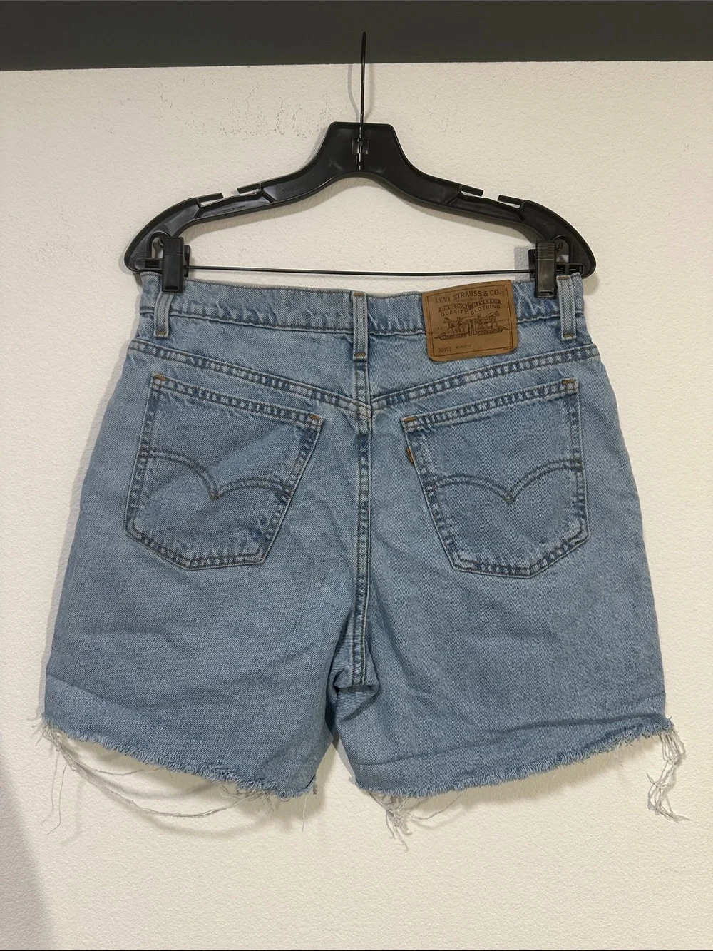 Levi's Orange Tab Long Denim Shorts